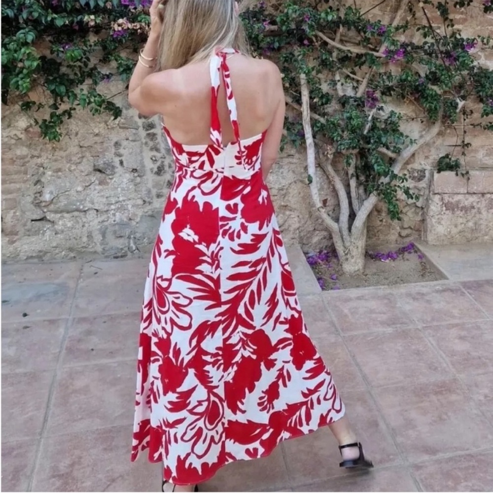 Zara Floral Linen Blend Halter Dress - Picture 7 of 11